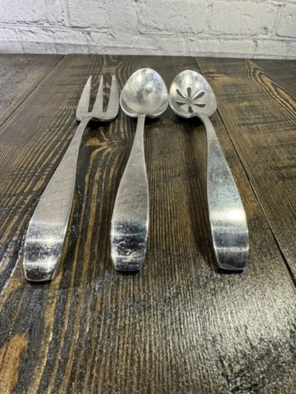 Utensil Serving Set 3 Piece Set Slotted Spoon Fork 18/10 Stainless Steel